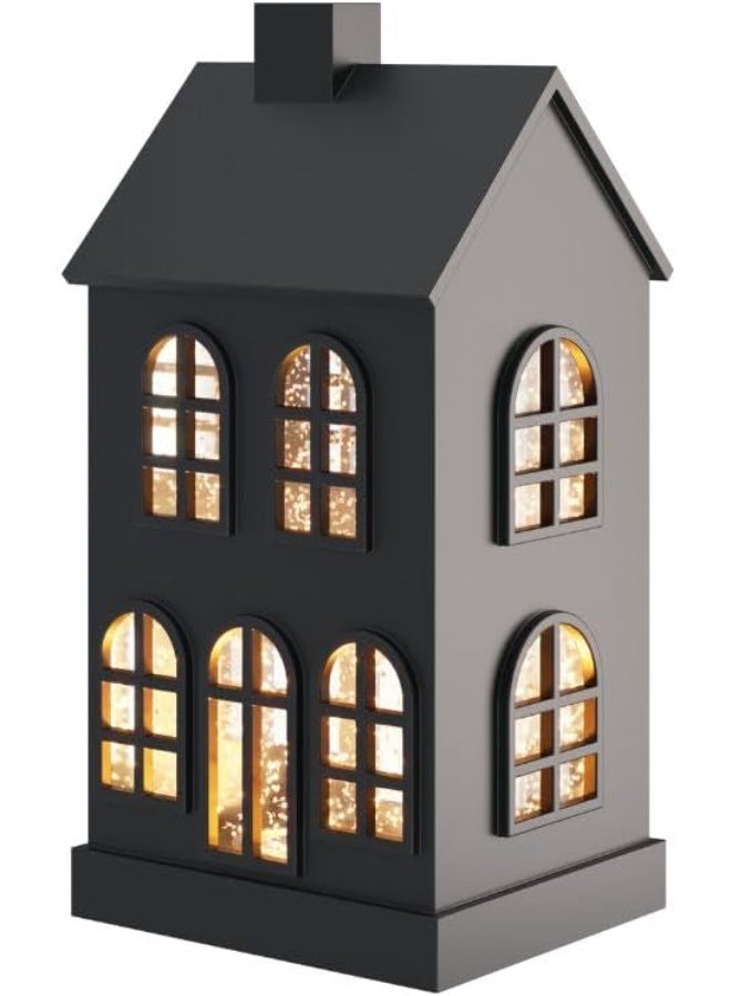 Sompex Glamor House Decorative LED Lamp Black – 11.5 x 23 cm | Festive Glitter Swirl Light with Continuous Motion, Warm 2300K Ambient Glow, Battery Operated Holiday Home Decor Night Lamp - Image 1